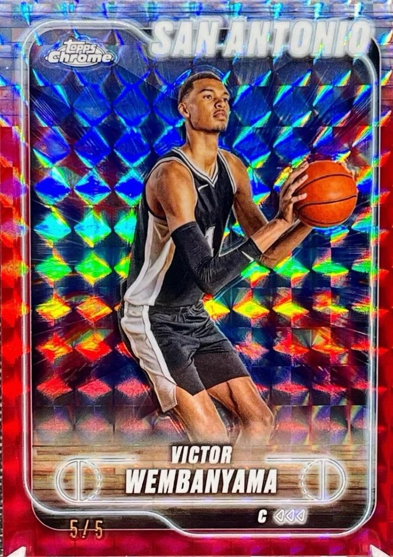 Victor Wembanyama 2024-25 Topps Chrome Red Geometric Refractor /5 #193 exact example