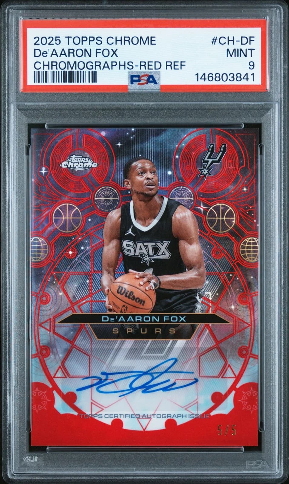 2025-26 Topps Chrome Chromographs Red Refractor De'Aaron Fox #CH-DF exact clean example scan