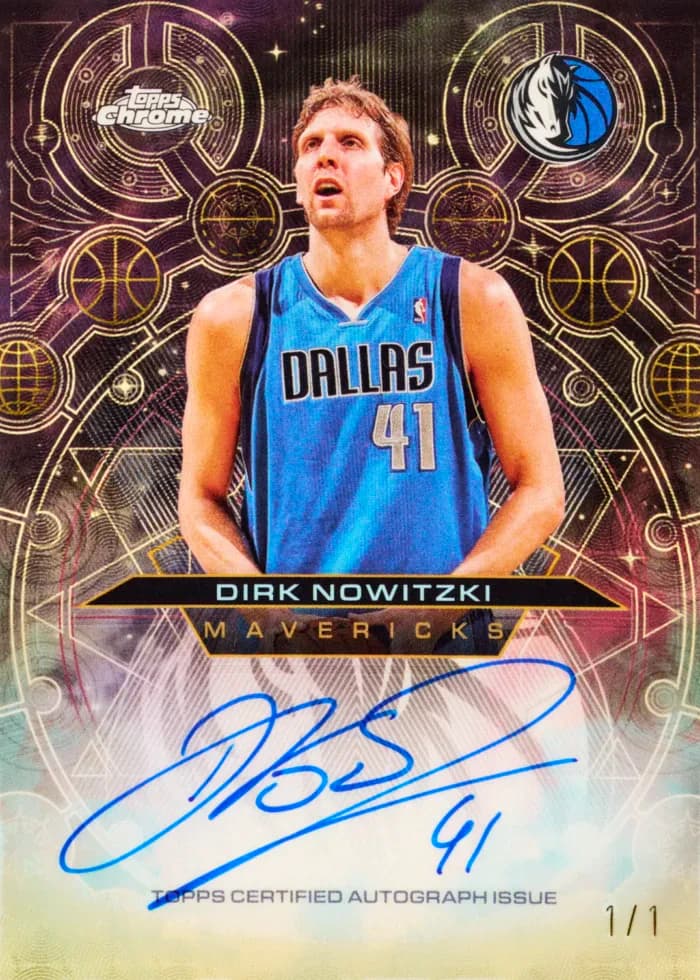 2025-26 Topps Chrome Chromographs SuperFractor Dirk Nowitzki exact clean front