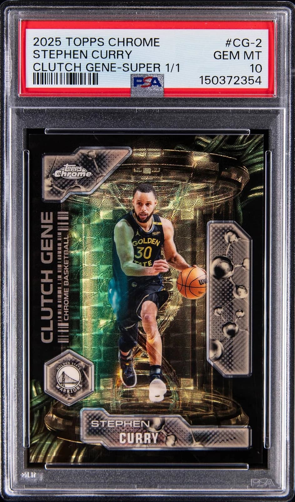 2025-26 Topps Chrome Clutch Gene SuperFractor Stephen Curry #CG-2 exact clean example scan