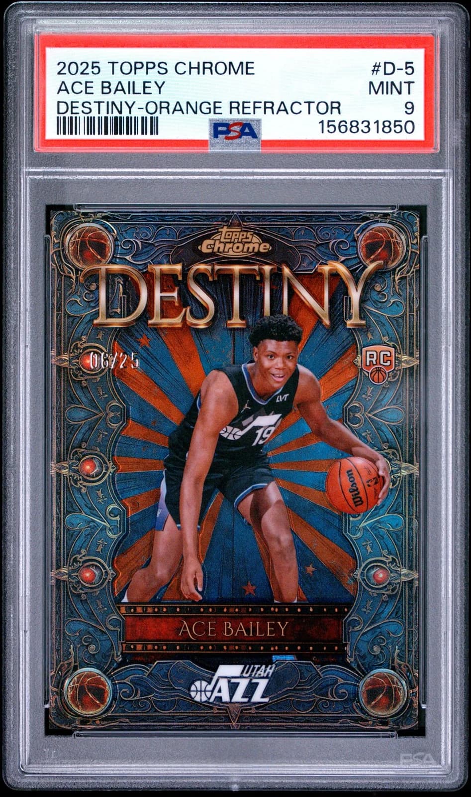 2025-26 Topps Chrome Destiny Orange Refractor Ace Bailey #D-5 exact clean example scan