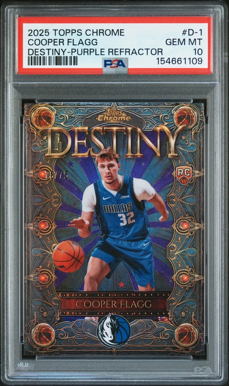 2025-26 Topps Chrome Destiny Purple Refractor Cooper Flagg #D-1 exact clean example scan