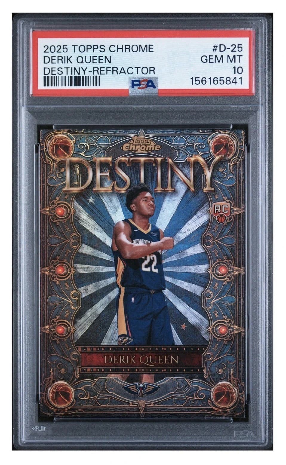 2025-26 Topps Chrome Destiny Refractor Derik Queen exact clean example scan