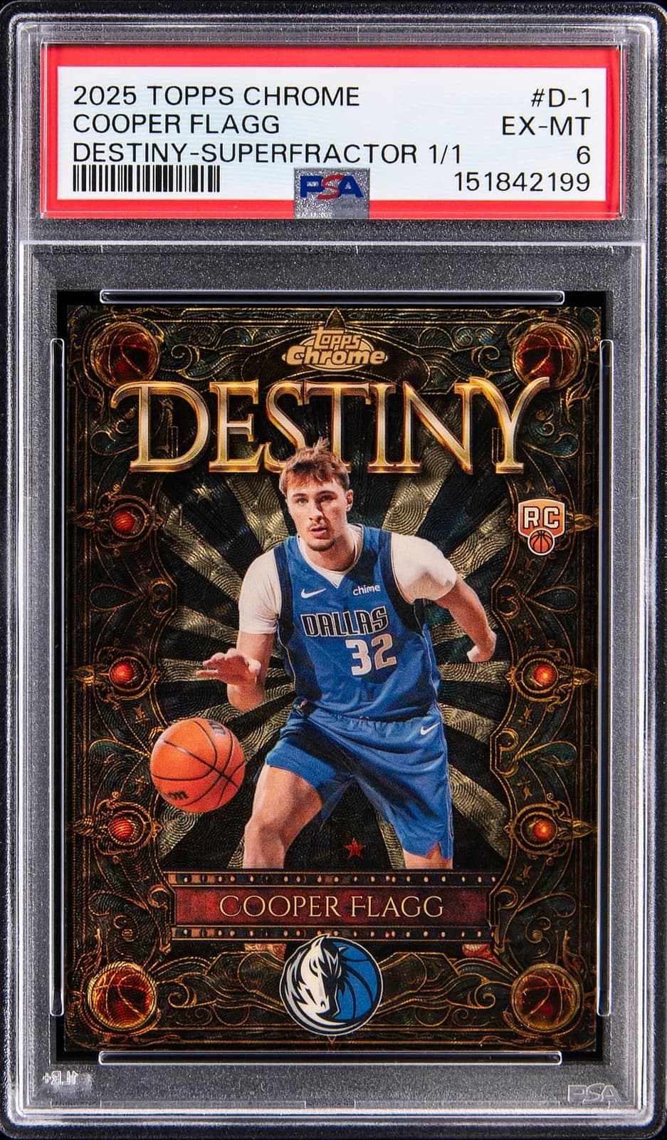 2025-26 Topps Chrome Destiny SuperFractor Cooper Flagg #D-1 exact clean example scan