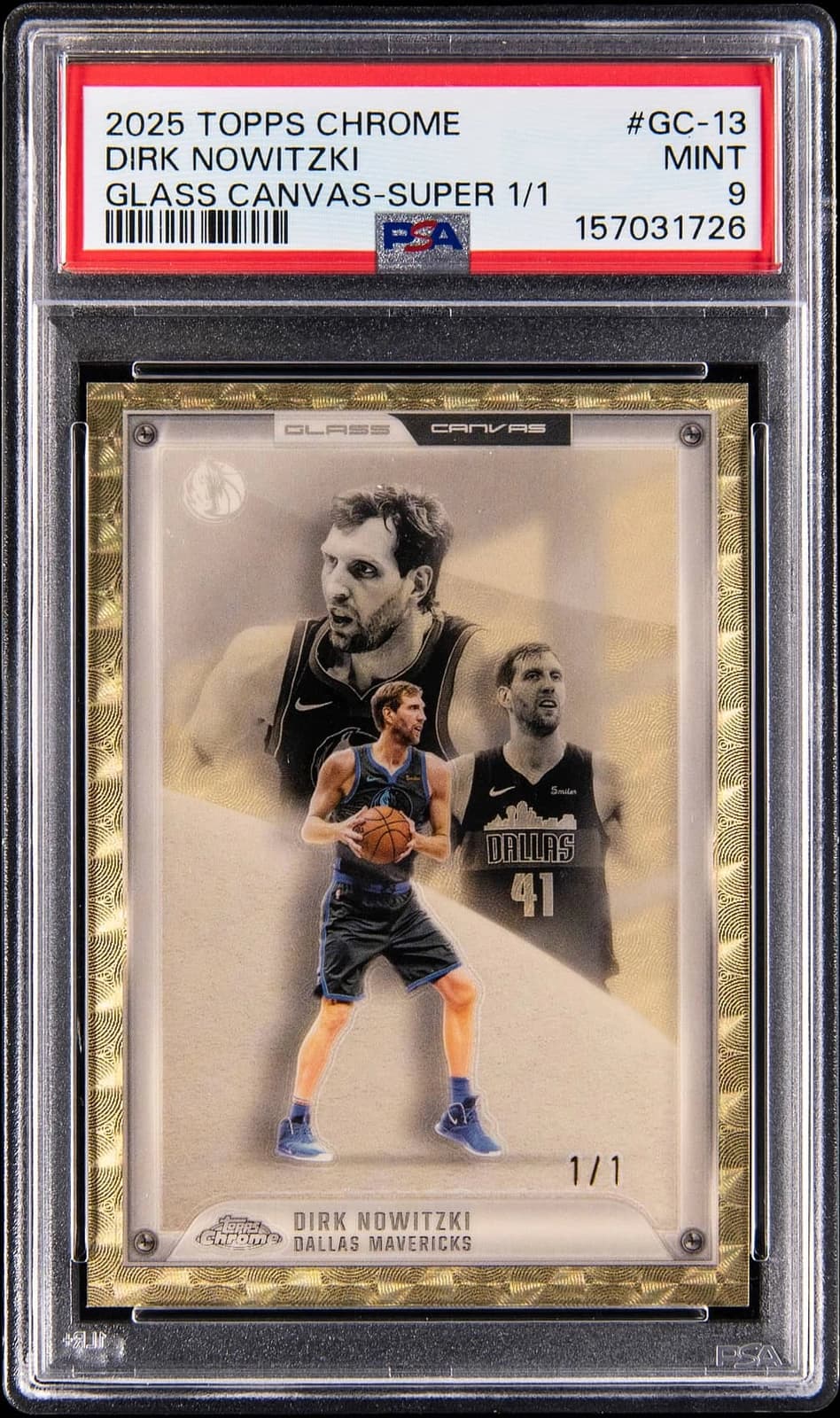 2025-26 Topps Chrome Glass Canvas SuperFractor Dirk Nowitzki #GC-13 exact clean example scan