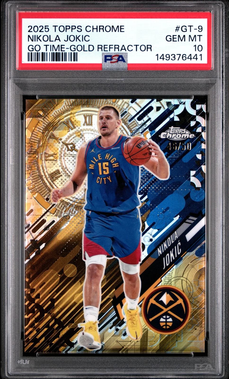 2025-26 Topps Chrome Go Time Gold Refractor Nikola Jokic #GT-9 exact clean example scan