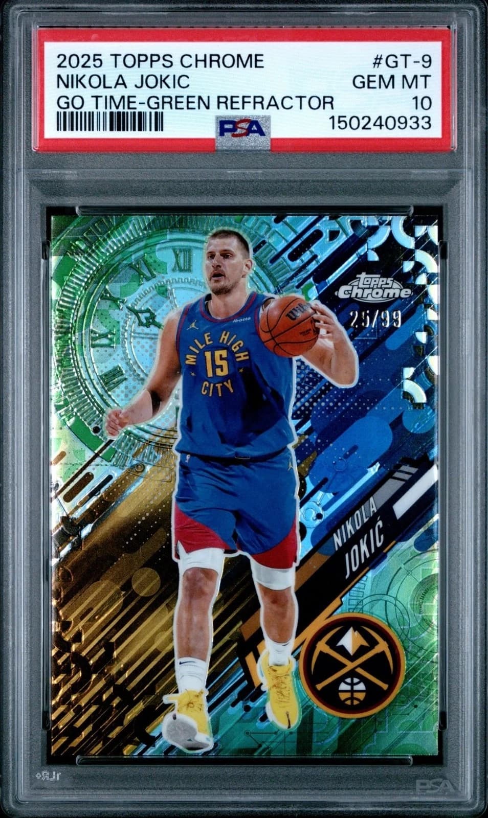 2025-26 Topps Chrome Go Time Green Refractor Nikola Jokic #GT-9 exact clean example scan