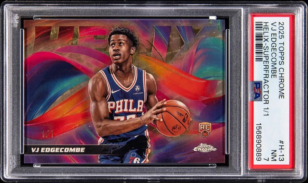 2025-26 Topps Chrome Helix SuperFractor VJ Edgecombe #H-13 exact clean example scan