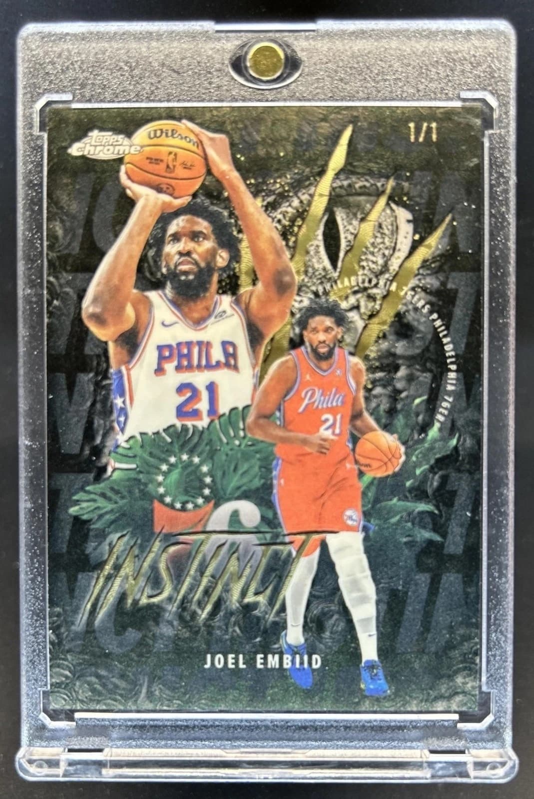 2025-26 Topps Chrome Instinct SuperFractor Joel Embiid exact clean example scan