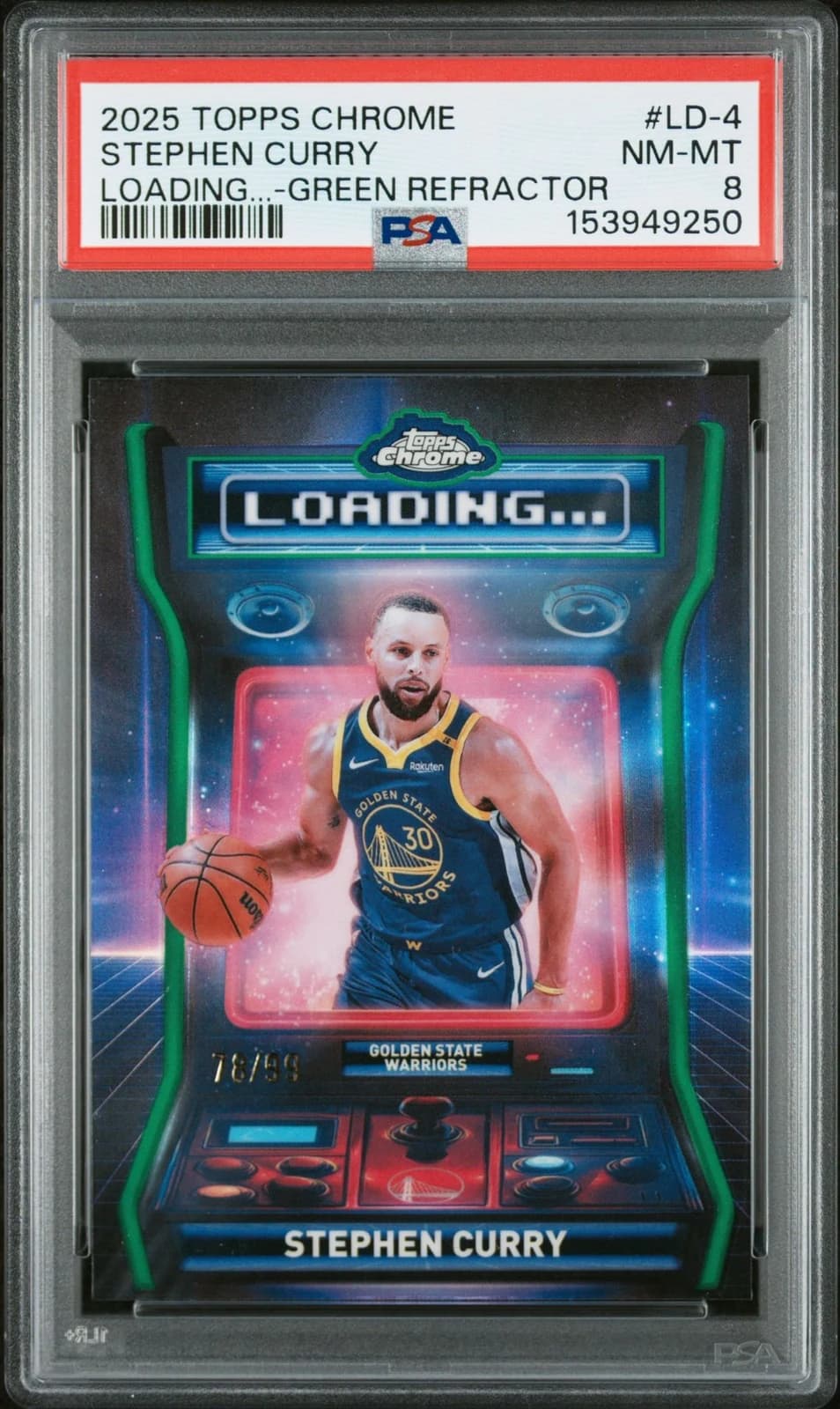 2025-26 Topps Chrome Loading Green Refractor Stephen Curry #LD-4 exact clean example scan