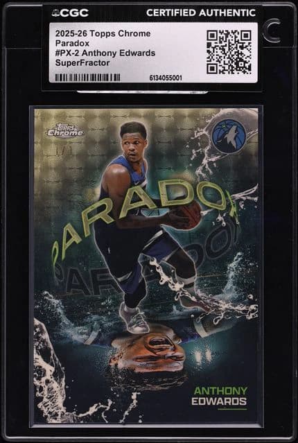 2025-26 Topps Chrome Paradox SuperFractor Anthony Edwards exact clean certified front