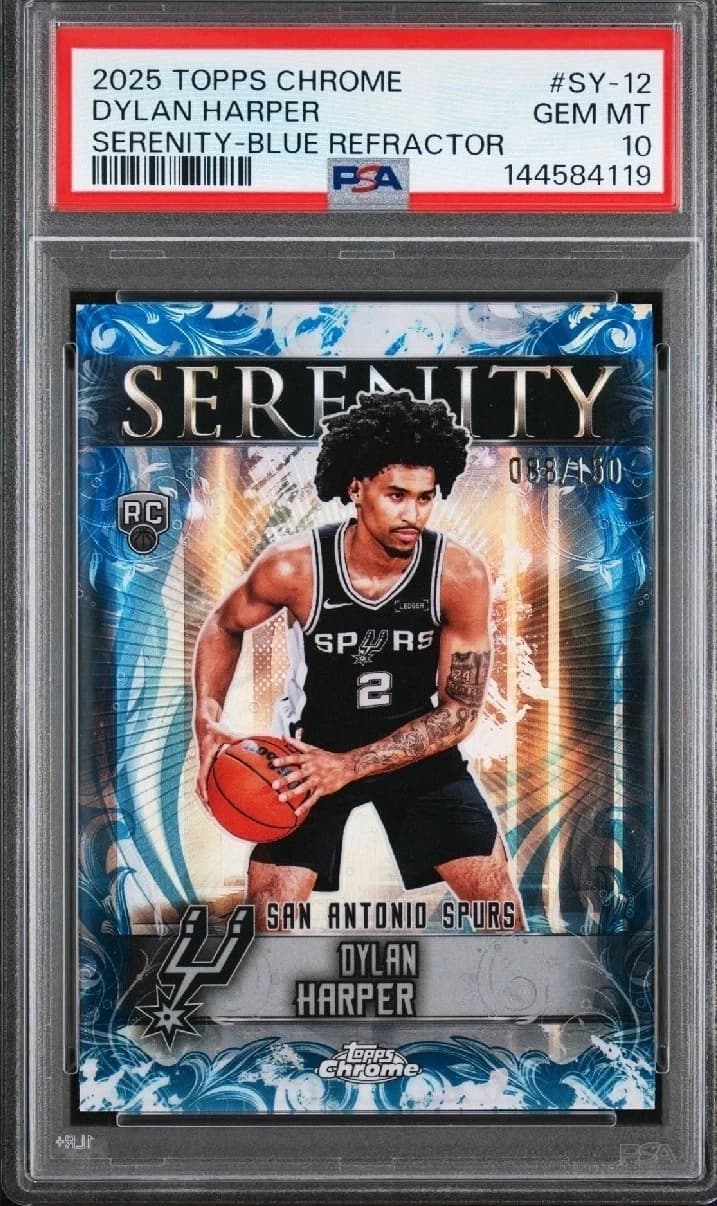 2025-26 Topps Chrome Serenity Blue Refractor Dylan Harper #SY12 exact clean example scan