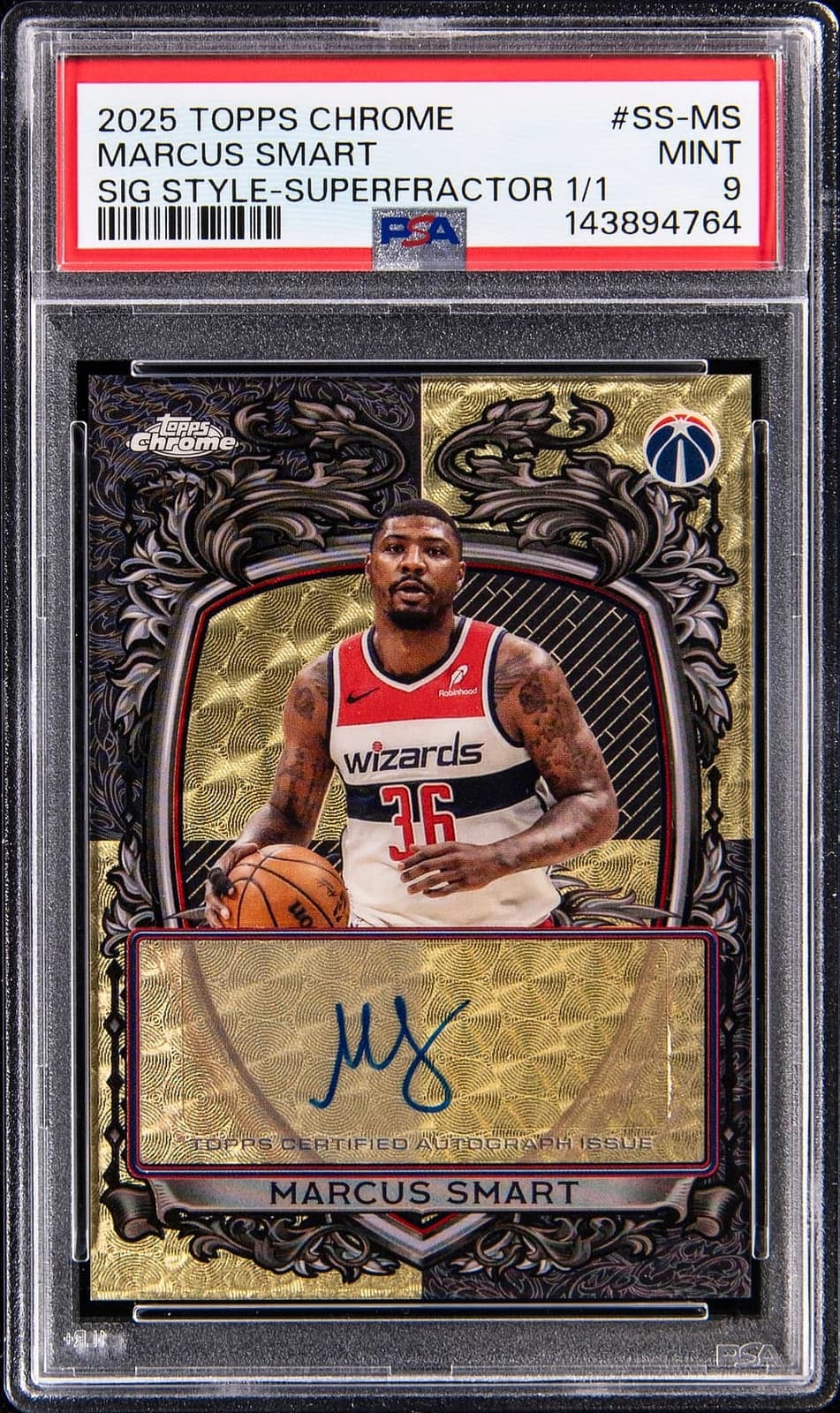 2025-26 Topps Chrome Signature Style SuperFractor Marcus Smart #SS-MS exact clean example scan