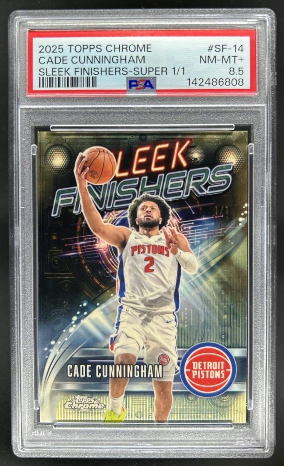 2025-26 Topps Chrome Sleek Finishers SuperFractor Cade Cunningham exact clean example scan