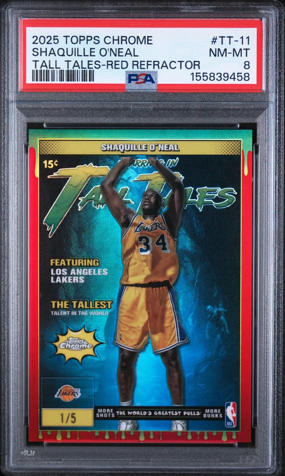 2025-26 Topps Chrome Tall Tales Red Refractor Shaquille O'Neal #TT-11 exact clean example scan