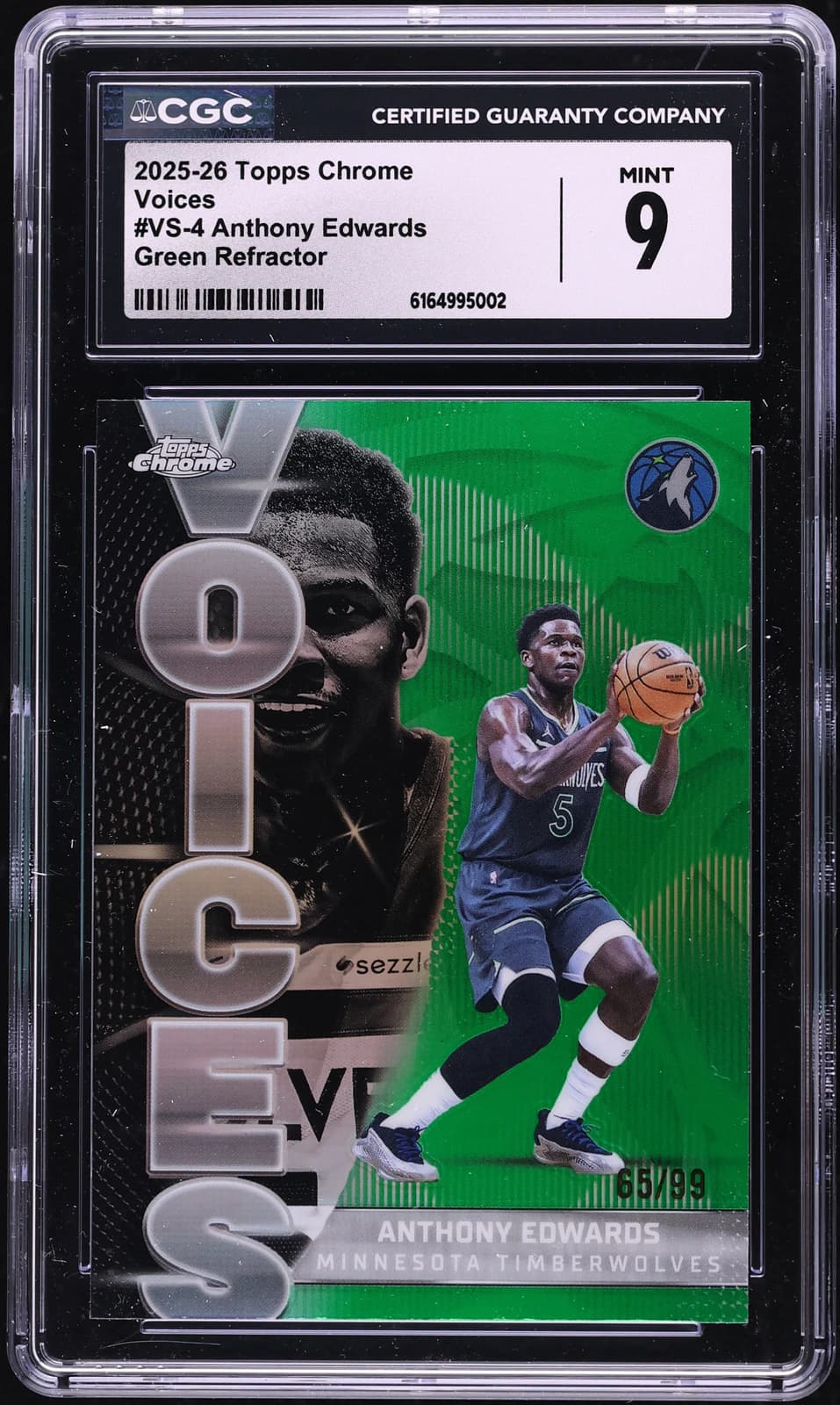 2025-26 Topps Chrome Voices Green Refractor Anthony Edwards #VS-4 exact clean front