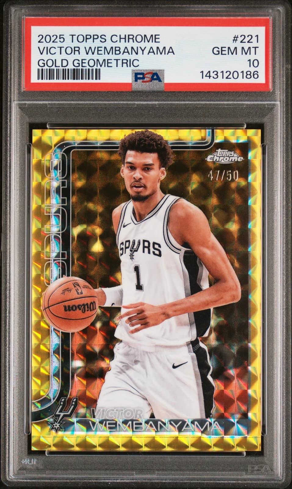 Victor Wembanyama 2025-26 Topps Chrome Gold Geometric Refractor /50 #221 exact example