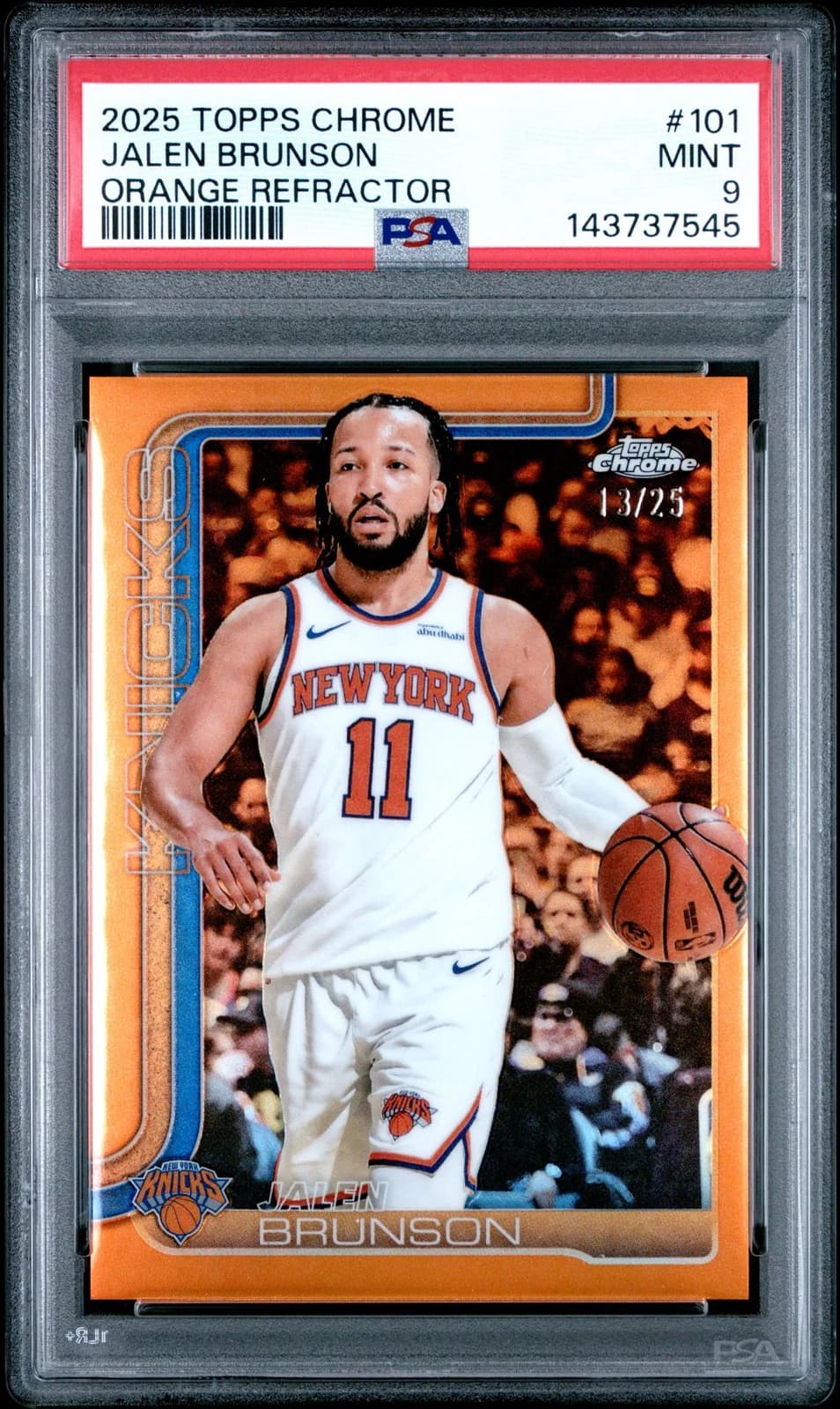 Jalen Brunson 2025-26 Topps Chrome Orange Refractor /25 #101 exact example