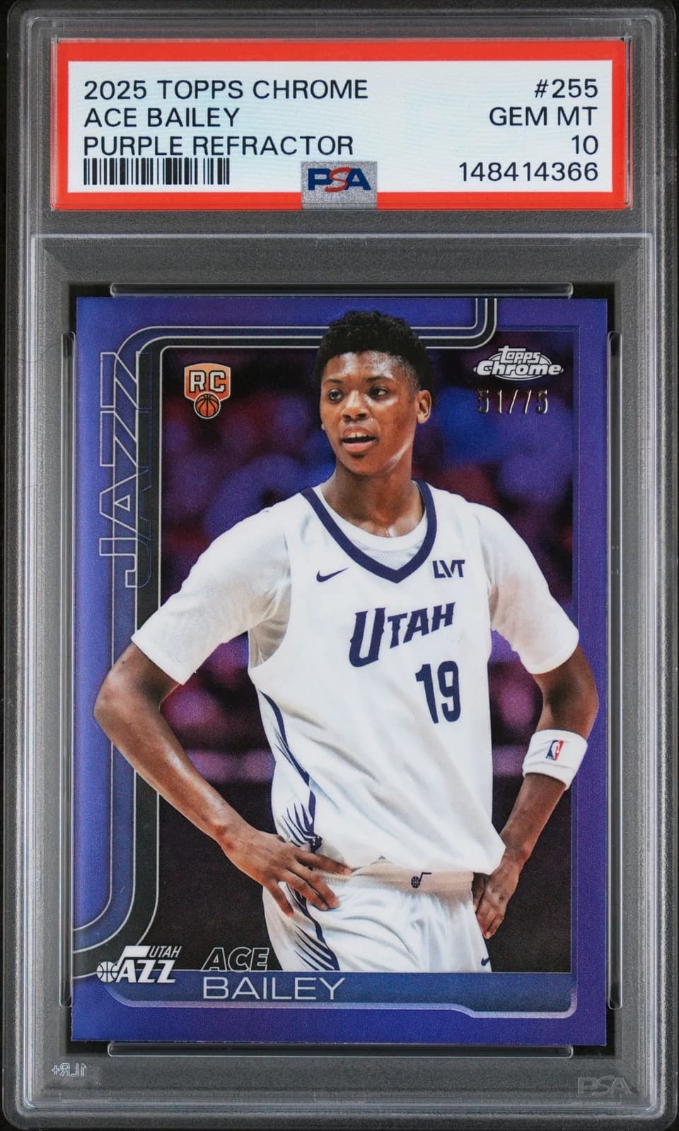 Ace Bailey 2025-26 Topps Chrome Purple Refractor /75 #255 exact example
