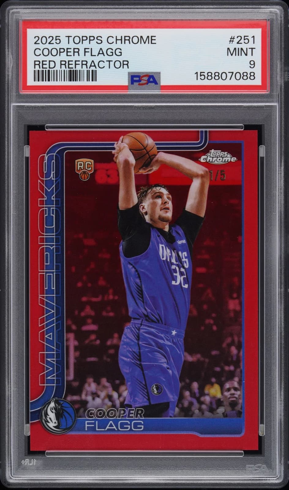 Cooper Flagg 2025-26 Topps Chrome Red Refractor /5 #251 example