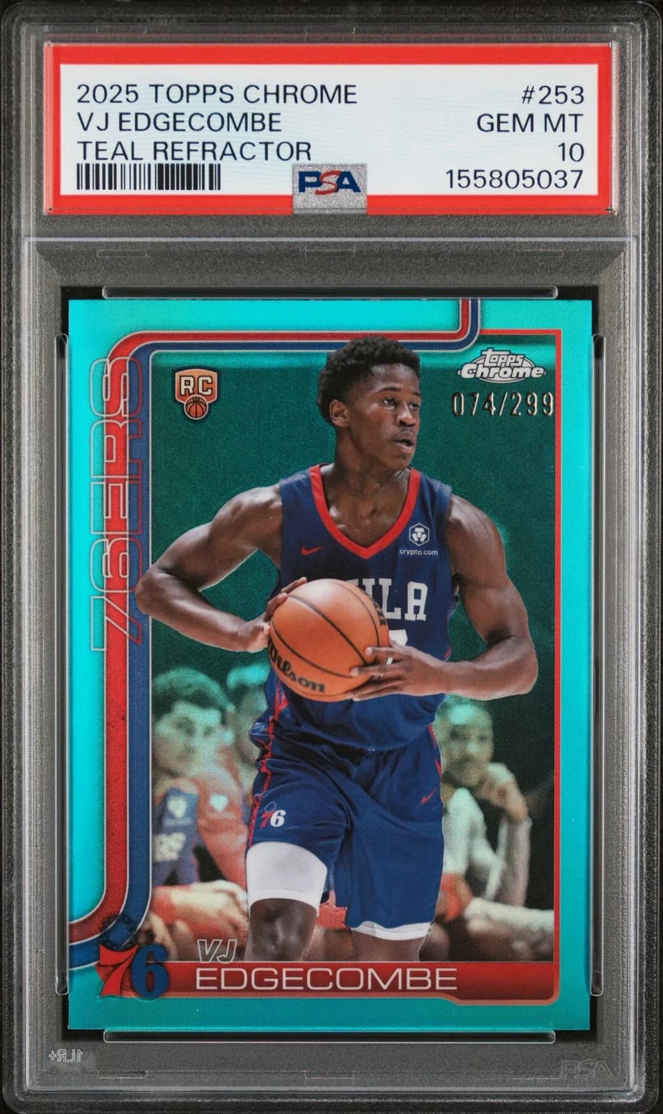 VJ Edgecombe 2025-26 Topps Chrome Teal Refractor /299 #253 example