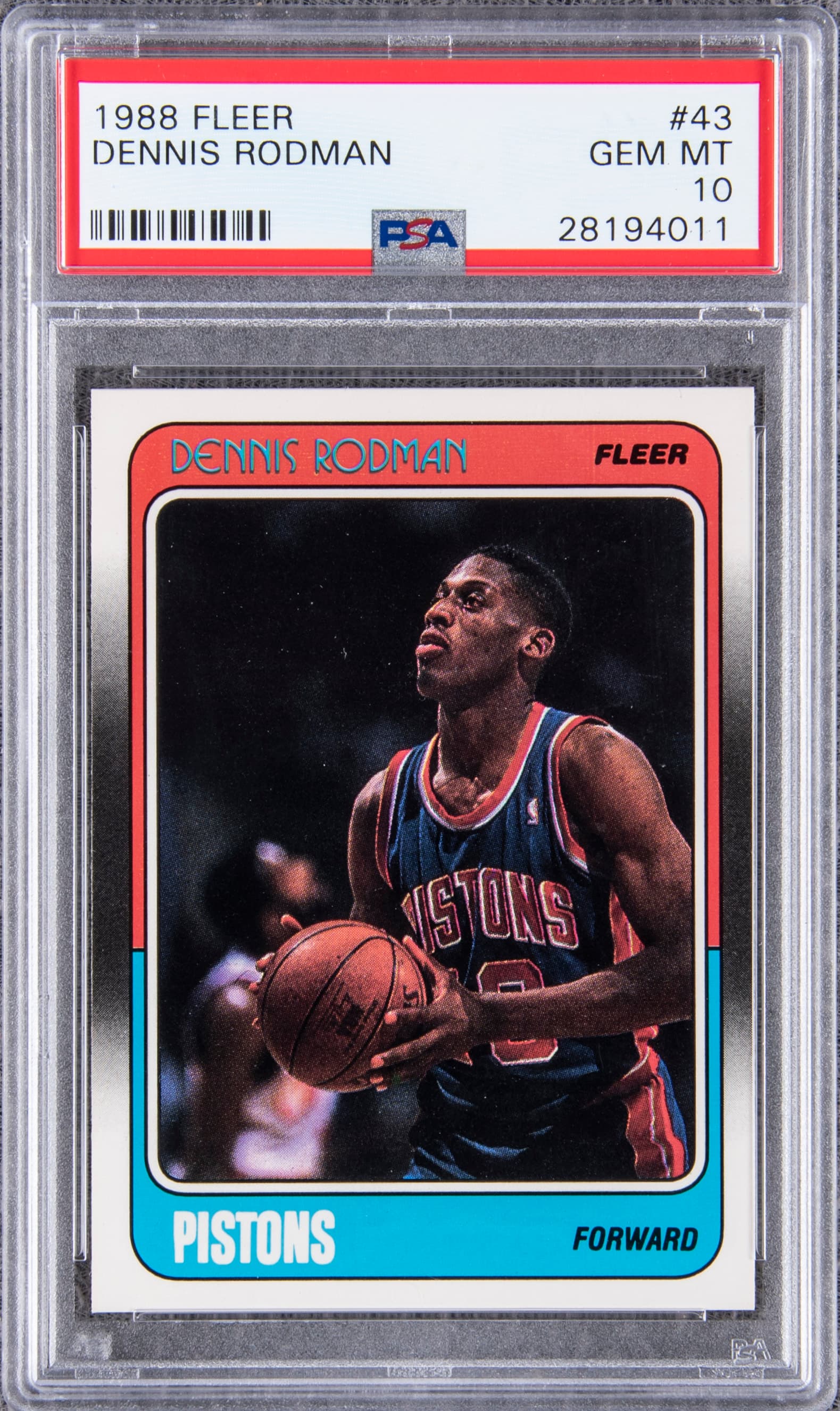 Dennis Rodman 1988-89 Fleer Dennis Rodman Rookie #43 basketball card
