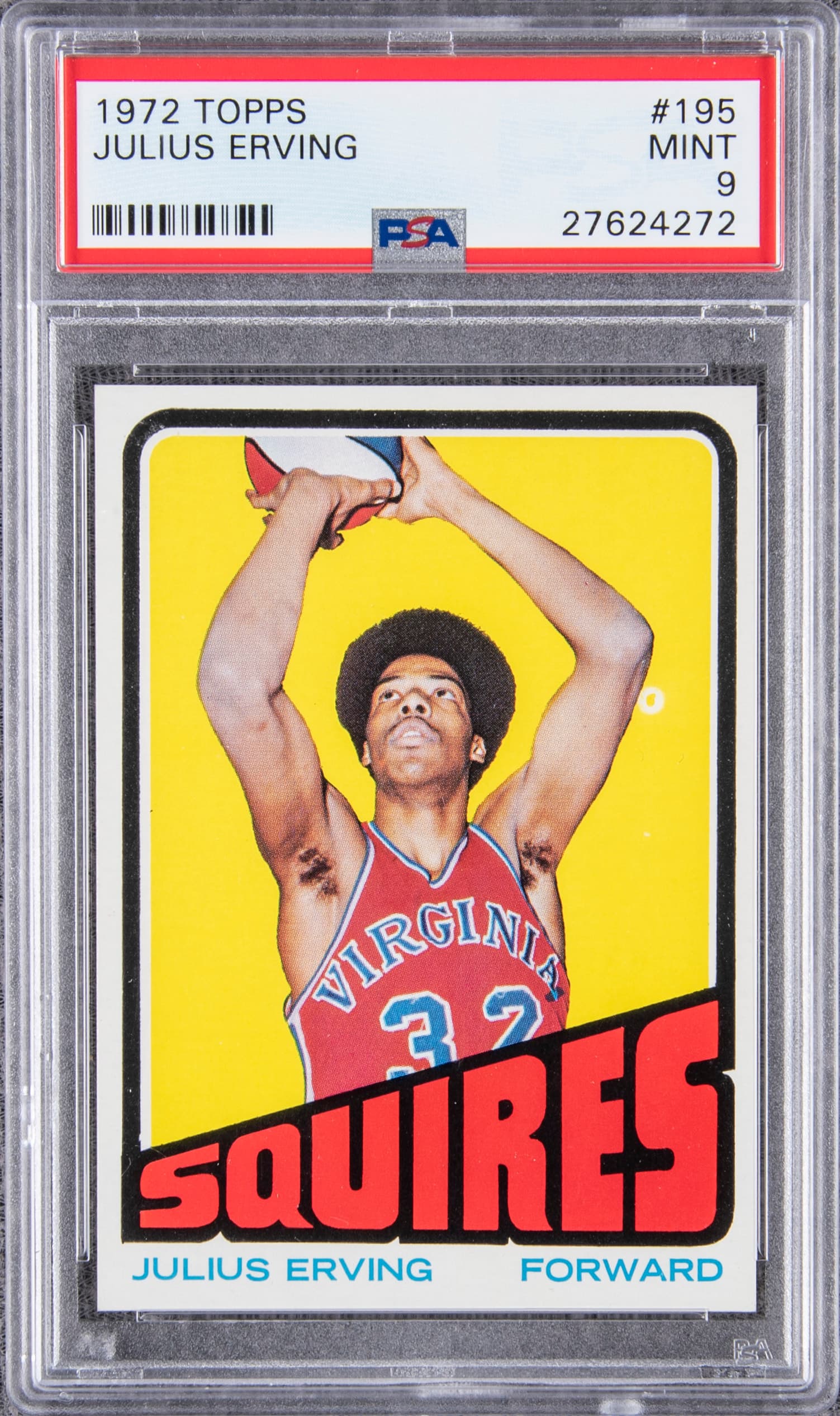 Julius Erving 1972-73 Topps Julius Erving Rookie #195 basketball card