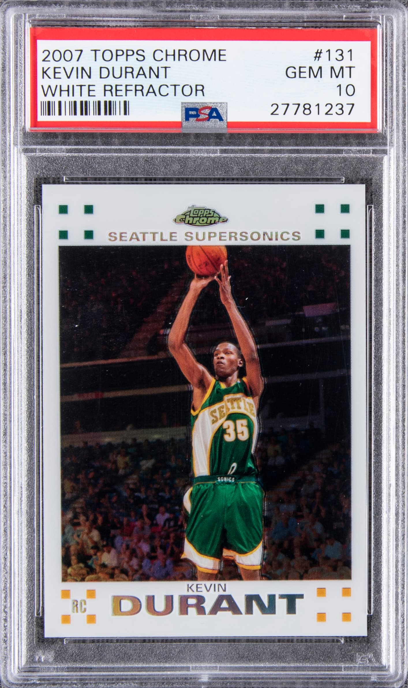 Kevin Durant 2007-08 Topps Chrome White Refractor /99 Rookie #131 PSA 10 basketball card