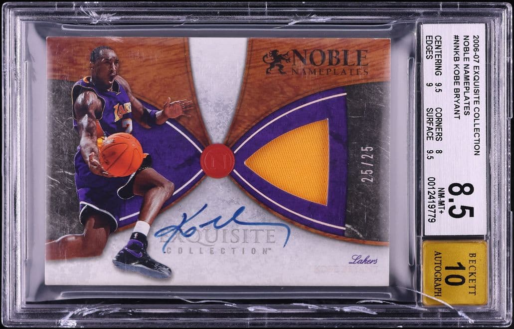 2006-07 Exquisite Collection Noble Nameplates Kobe Bryant Patch Autograph #NN-KB /25 basketball card
