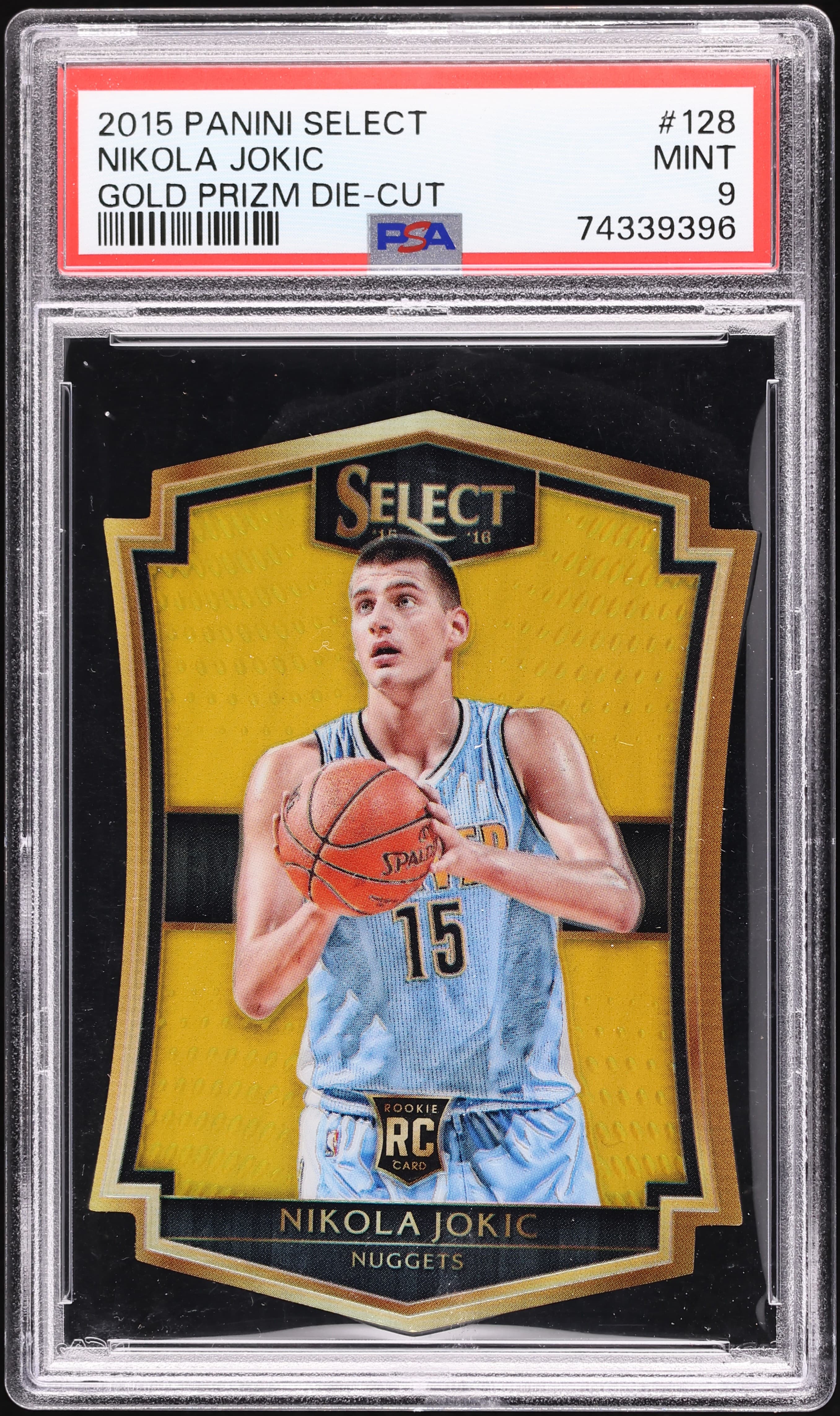Nikola Jokic 2015-16 Panini Select Premier Level Gold Prizm Die-Cut #128 /10 basketball card