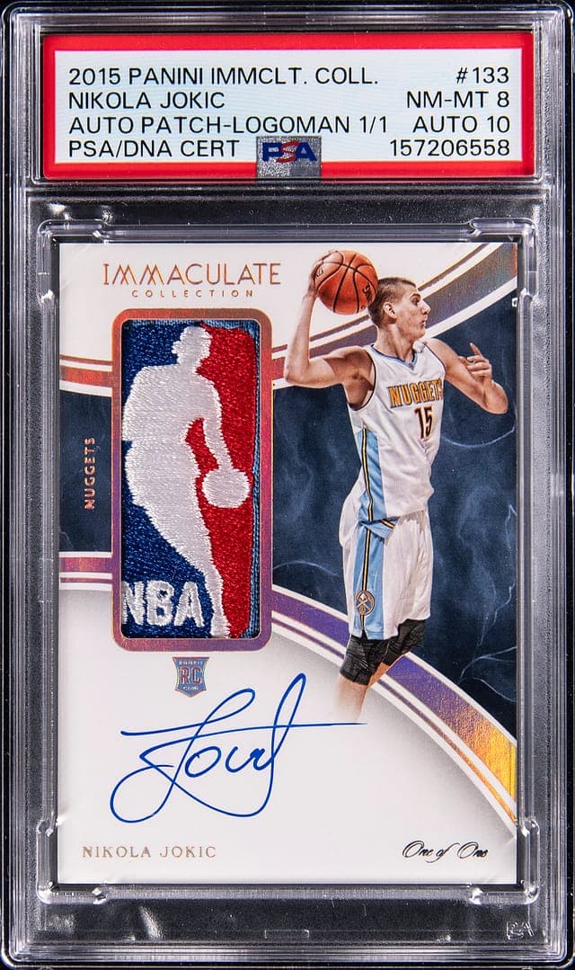 Nikola Jokic 2015-16 Panini Immaculate Collection Rookie Patch Autographs Logoman #133 1/1 basketball card