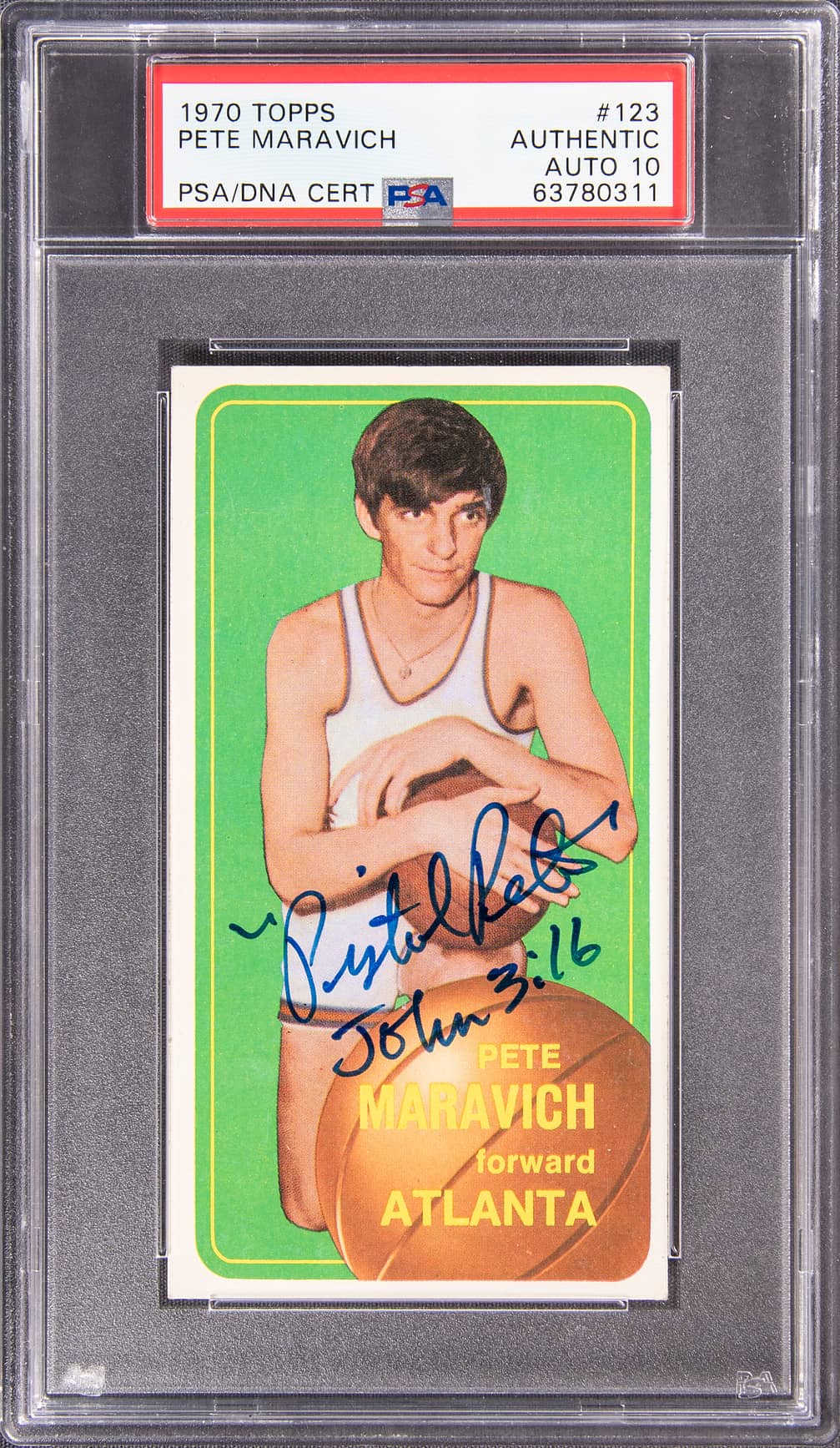 Pete Maravich 1970-71 Topps Pete Maravich Rookie #123 basketball card