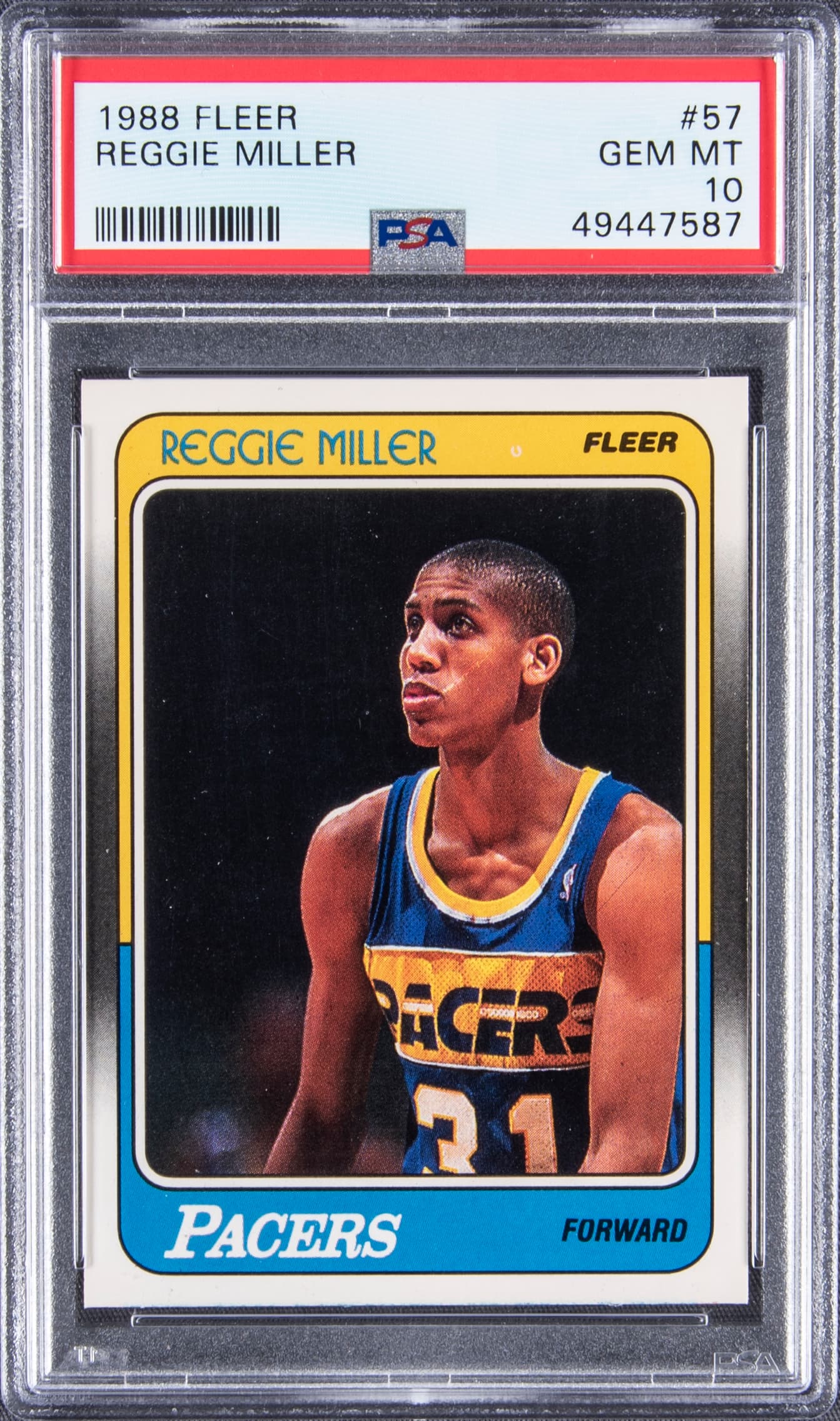 Reggie Miller 1988-89 Fleer Reggie Miller Rookie #57 basketball card