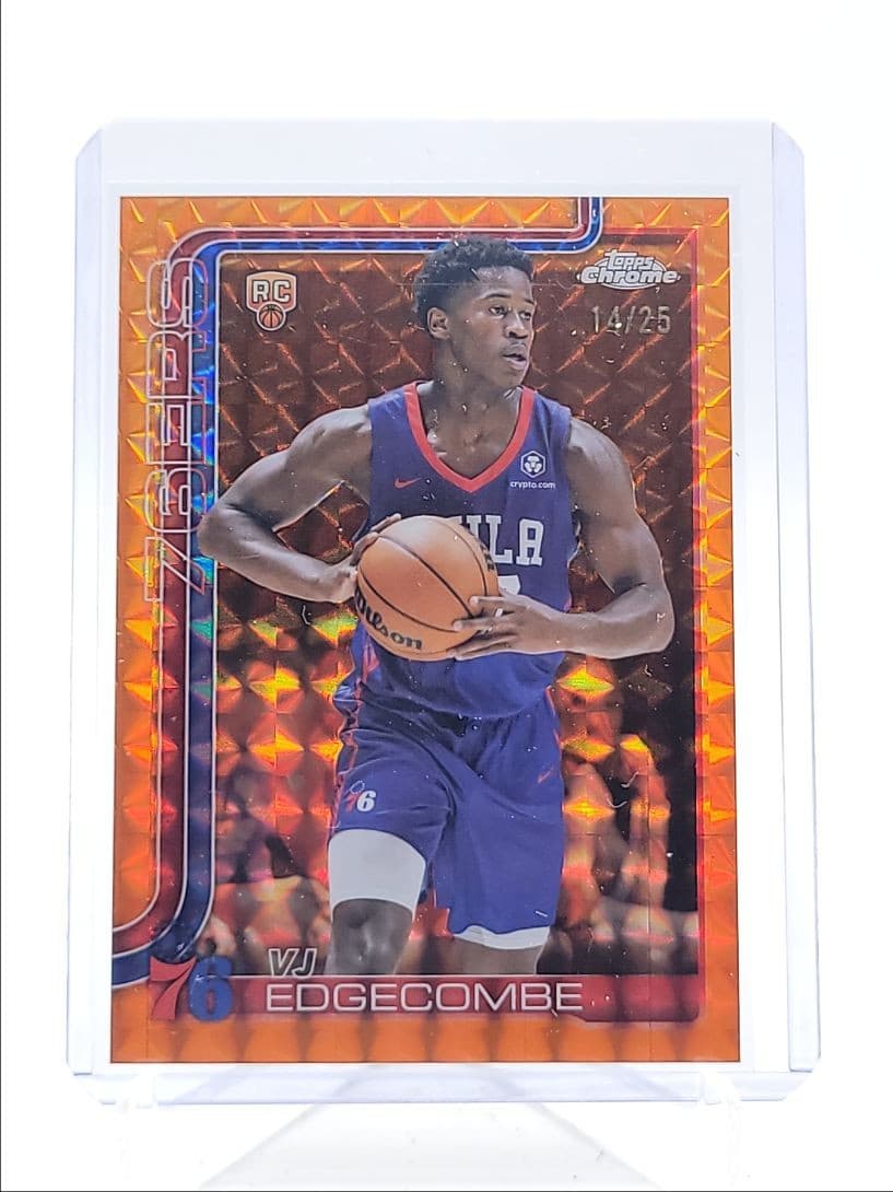 2025-26 Topps Chrome Orange Refractor VJ Edgecombe Rookie /25 basketball card