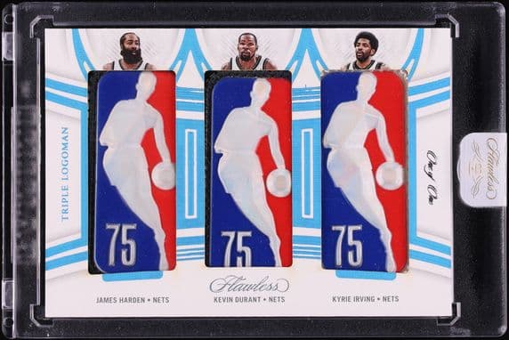 2021-22 Panini Flawless James Harden Kevin Durant Kyrie Irving Triple Logoman 1/1