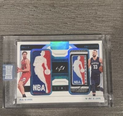 Marc Gasol Panini Eminence 2024 Pau Gasol Marc Gasol 1/1 Brothers Dual Logoman DL-GAS card sale