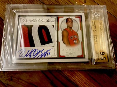 DeMar DeRozan 2010 National Treasures DeMar DeRozan Rookie Patch Auto RPA /99 RC BGS9.5 Auto10 card sale