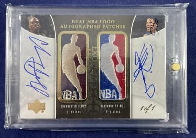 Chauncey Billups 2006 Upper Deck Exquisite Dual Logoman Auto Chauncey Billups Tayshaun Prince 1/1 card sale
