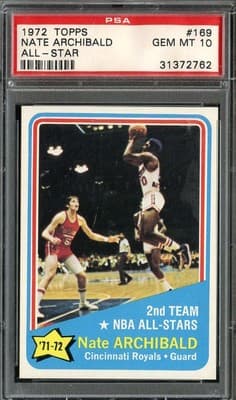 Nate Archibald 1972-73 TOPPS #169 NATE ARCHIBALD PSA 10 AS POP 2 HOF card sale