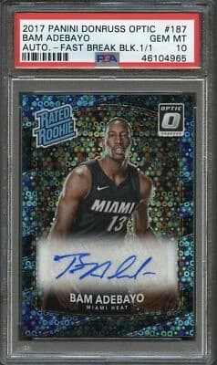Bam Adebayo 2017 Panini Donruss Optic #187 Bam Adebayo Fast Break Black Auto 1/1 PSA 10 Gem card sale