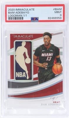 Bam Adebayo 2020 IMMACULATE BAM ADEBAYO LOGOMAN 1/1 PSA 9 MINT ONE OF ONE HEAT card sale