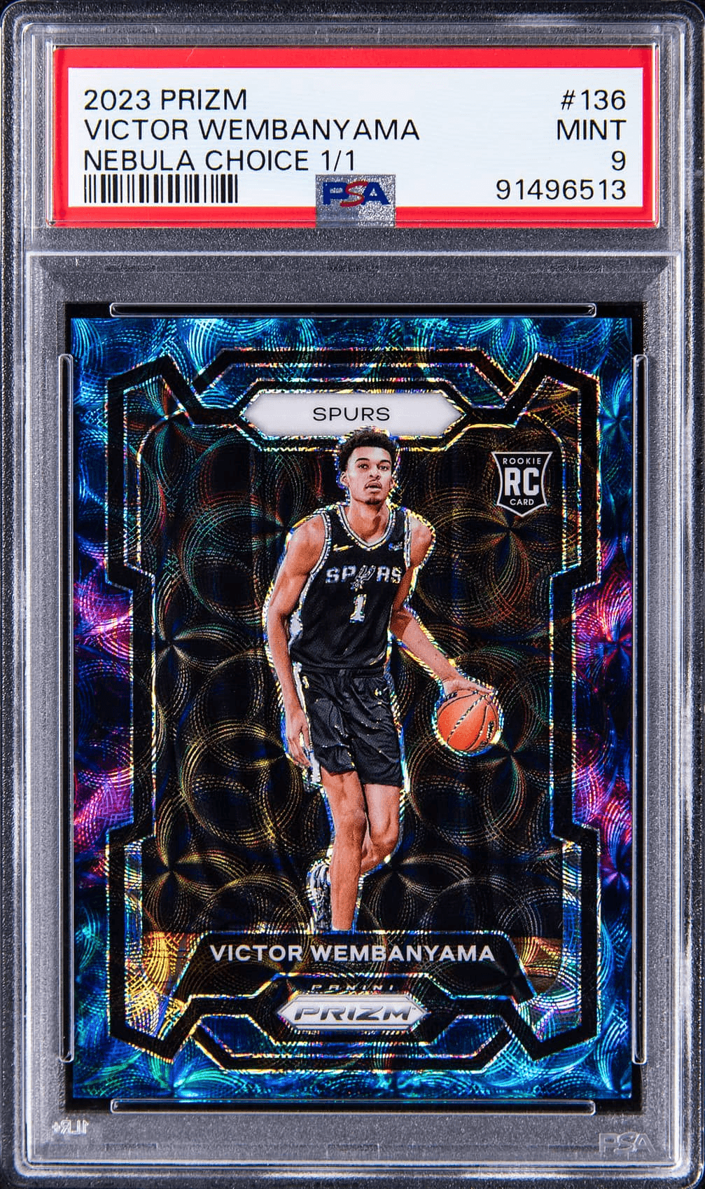 2023 Panini Prizm Victor Wembanyama Nebula Choice one-of-one card