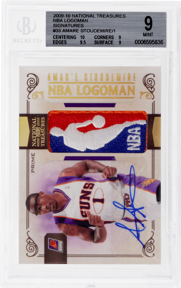 Amar'e Stoudemire 2009 Playoff National Treasures NBA Logoman Signature Amar'E Stoudemire #33 /1 BGS 9 Auto 10 basketball card