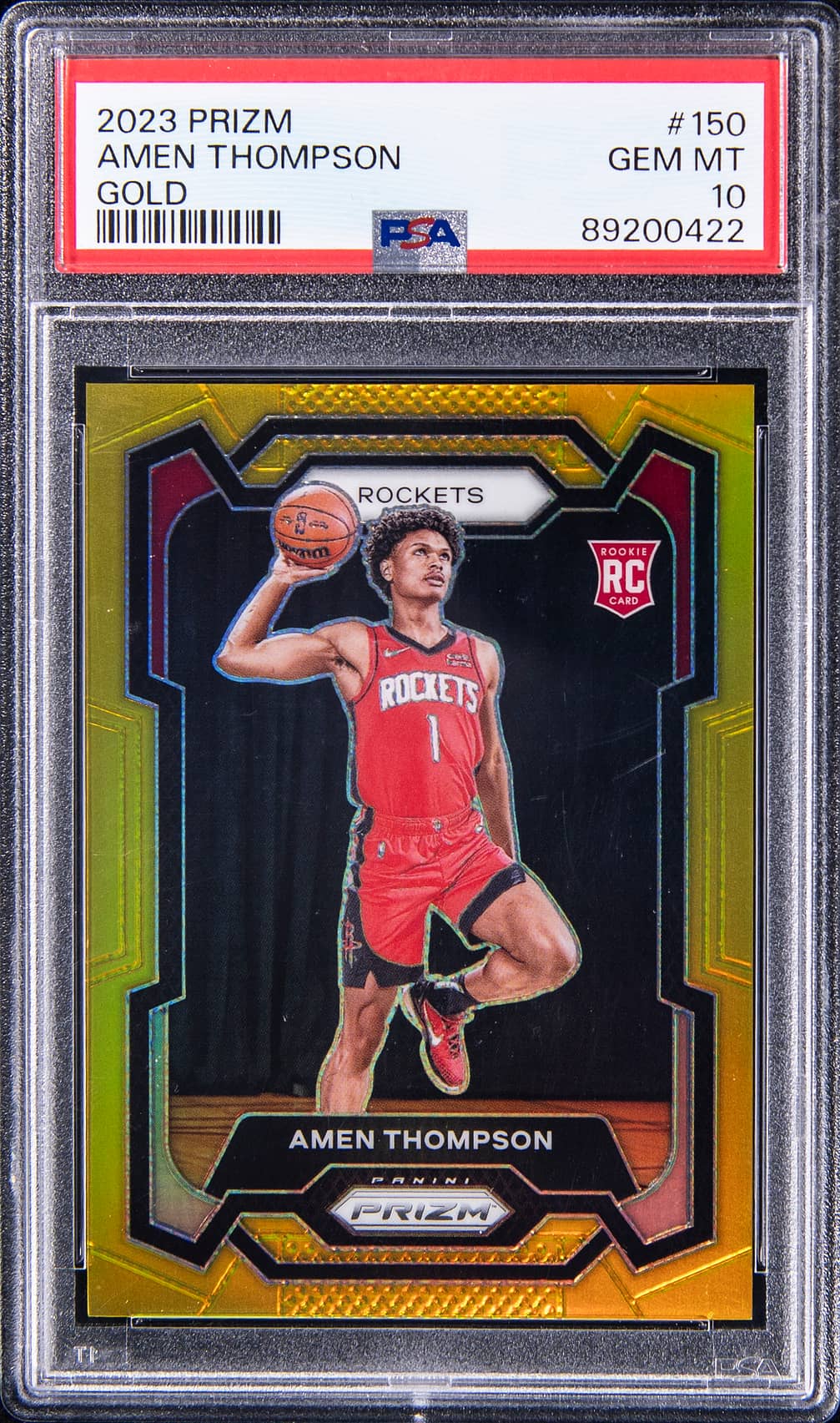 2023-24 Panini Prizm Gold Amen Thompson Rookie #150 /10 basketball card