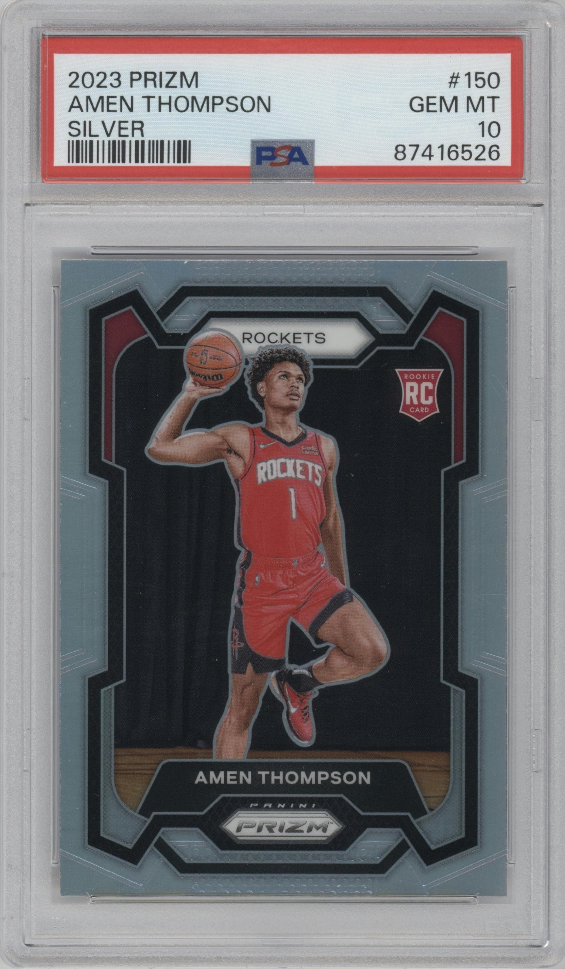 Amen Thompson 2023-24 Panini Prizm Amen Thompson Silver Prizm Rookie basketball card