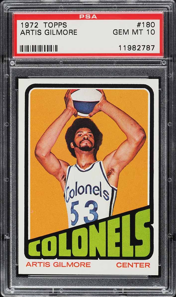 Artis Gilmore 1972 Topps Basketball Artis Gilmore ROOKIE #180 PSA 10 GEM MINT basketball card