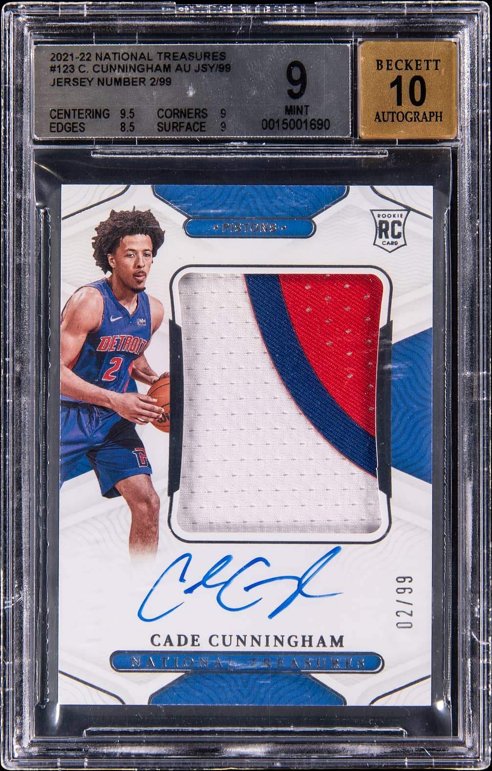 Cade Cunningham Cade Cunningham National Treasures Rookie Patch Autograph /99 basketball card