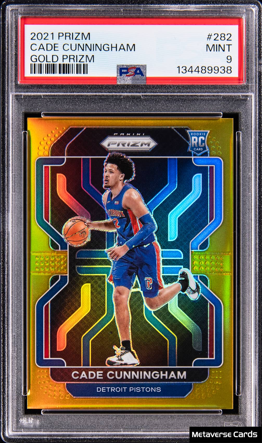 Cade Cunningham 2021-22 Panini Prizm Cade Cunningham Gold Prizm /10 Rookie #282 basketball card