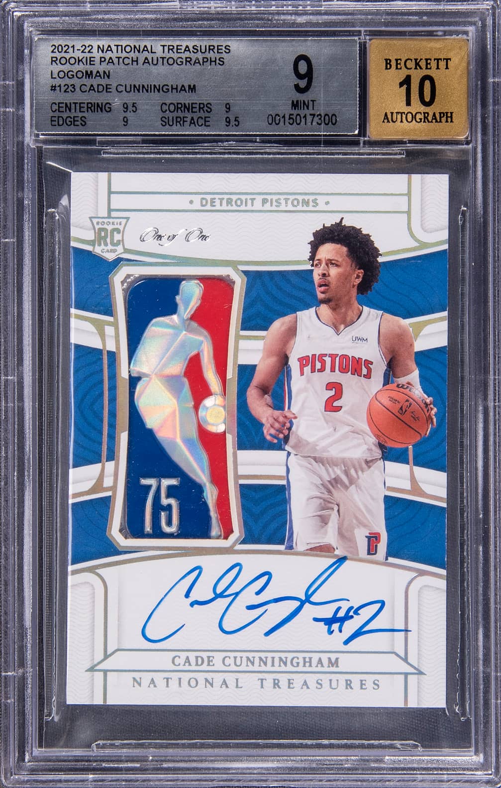 Cade Cunningham Cade Cunningham National Treasures Rookie Logoman Autograph 1/1 basketball card