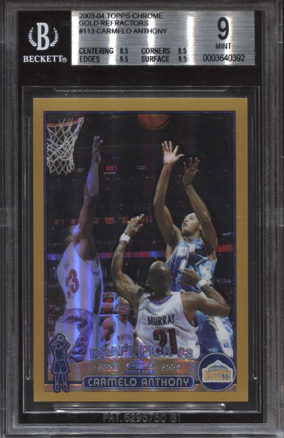 Carmelo Anthony 2003-04 Topps Chrome Carmelo Anthony Gold Refractor /50 Rookie #113 basketball card